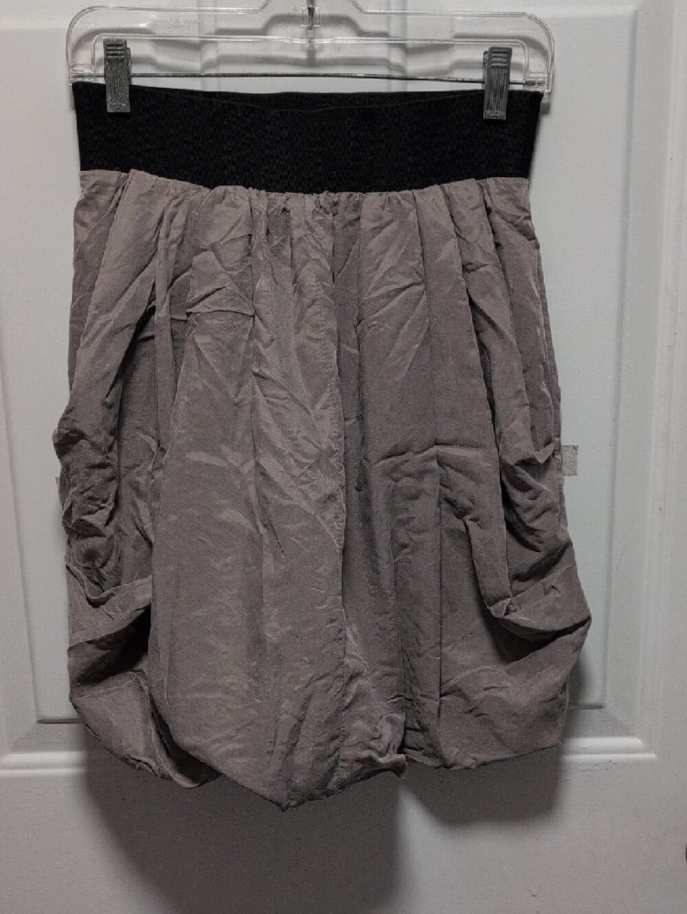 H&M Gray Mini Balloon Skirt with Black Smocked Waistband